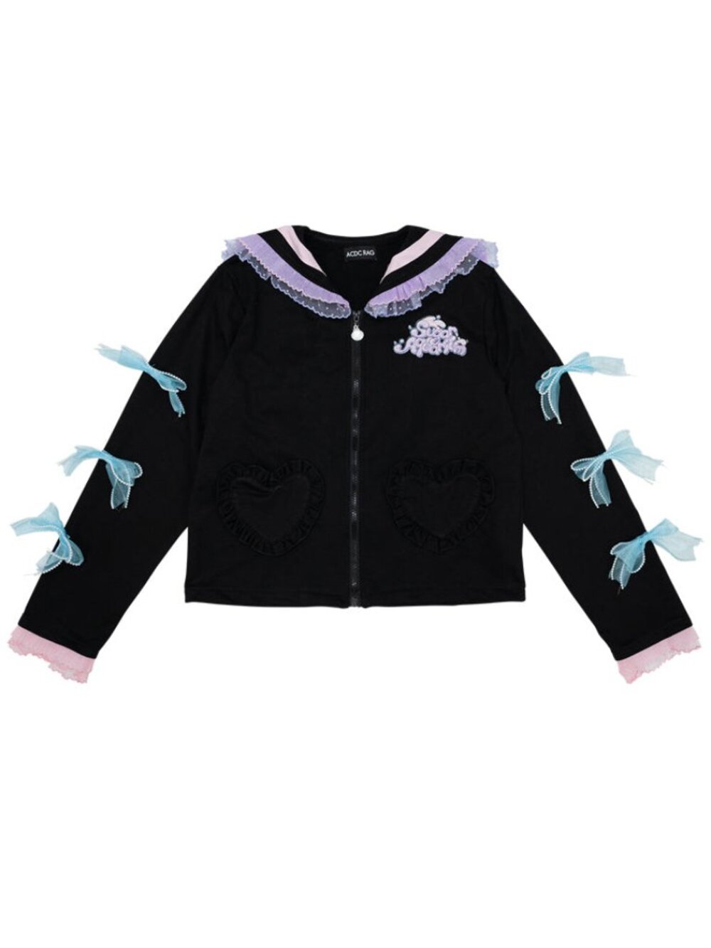 NEW ACDC RAG Sugar Aquarium Sailor Black Purple Zip Up Jacket